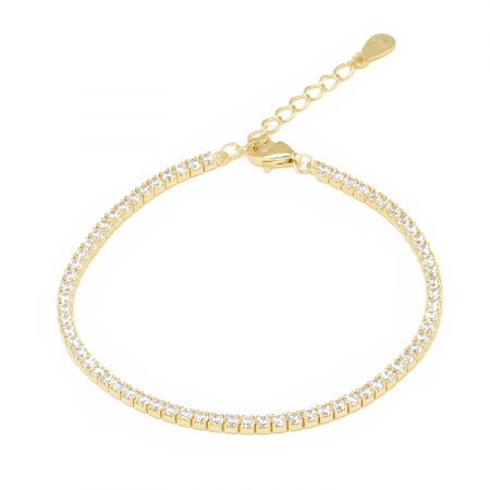 Bratari din argint fara piatra - Bratara tip '' Tennis '' din argint 925 placat cu aur galben de 14 kt , Piatra: zirconia fatetata, Culoare: transparenta, Sonis Silver