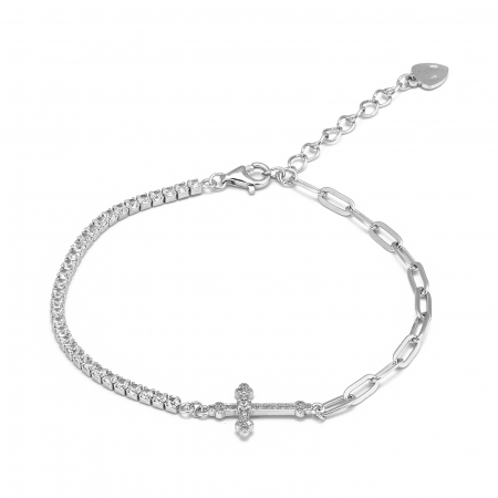 Bratari din argint fixe / semifixe - Bratara tip "Tennis" din argint 925 rodiat ,Piatra: cubic zirconia , Culoare: transparenta, Sonis Silver