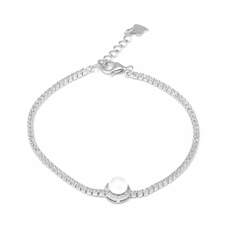 BRATARI - Bratara tip "Tennis " din argint 925 rodiat , Piatra: perla de laborator , zirconia fatetata si cubic zirconia , Culoare: alb si transpartent , Sonis Silver