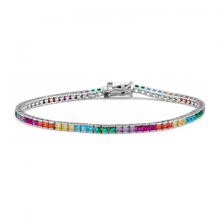 BRATARI - Bratara tip '' Tennis'' din argint 925 rodiat, Piatra: zirconia fatetata, Culoare: multicolor,
