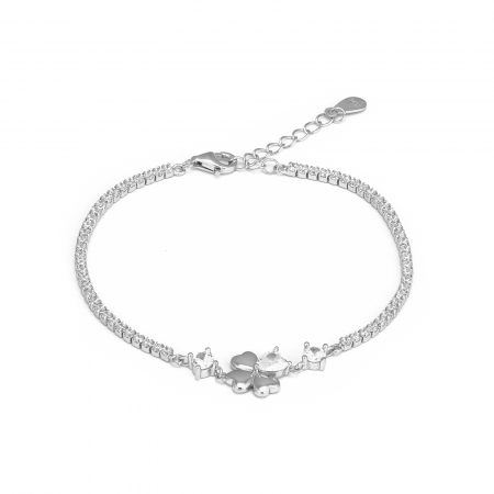 Bratari din argint cu piatra - Bratara tip "Tennis " din argint 925 rodiat , Piatra : zirconia fatetata si cubic zirconia , Culoare : transparent , Sonis Silver