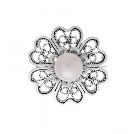 Produse - Brosa din argint 925, Piatra: perla de laborator , Culoare: alb, Sonis Silver
