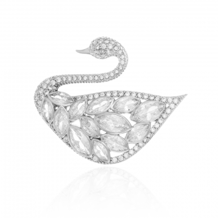 BROSE - Brosa din argint 925 rodiat , Piatra : zirconia fatetata si cubic zirconia , Culoare: alb si transparent  ,