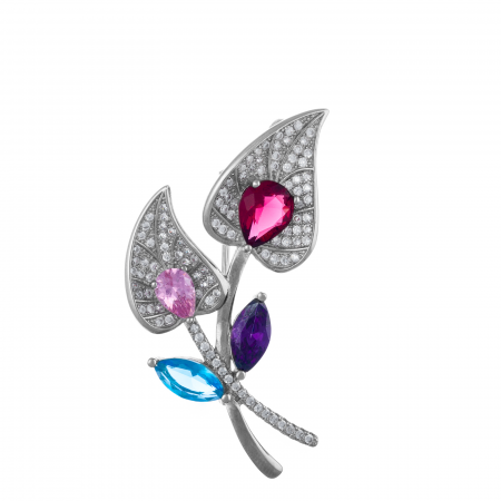 Brosa din argint 925 rodiat, Piatra: zirconia fatetata si cubic zirconia,  Culoare: multicolor, Sonis Silver [0]