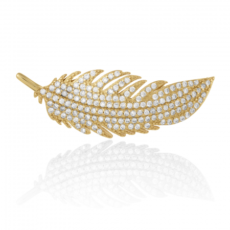 BROSE - Brosa din argint 925 placat cu aur de 14 kt, Piatra: zirconia fatetata si cubic zirconia, Culoare: transparenta