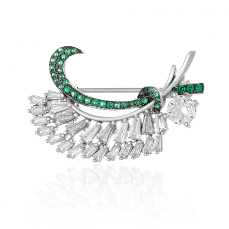 BROSE - Brosa din argint 925 rodiat, Piatra: zirconia fatetata si cubic zirconia , Culoare: verde si transparent
