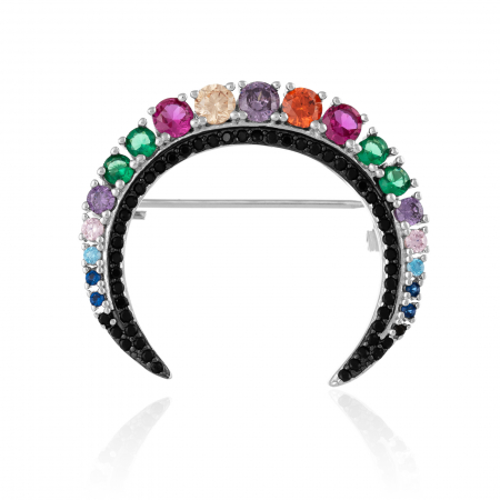 BROSE - Brosa din argint 925 rodiat, Piatra: zirconia fatetata si cubic zirconia , Culoare: multicolor