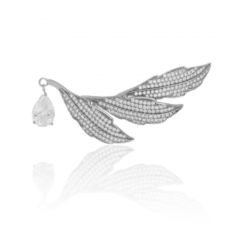 BROSE - Brosa din argint 925  rodiat , Piatra : zirconia fatetata si cubic   zirconia  , Culoare : transparenta