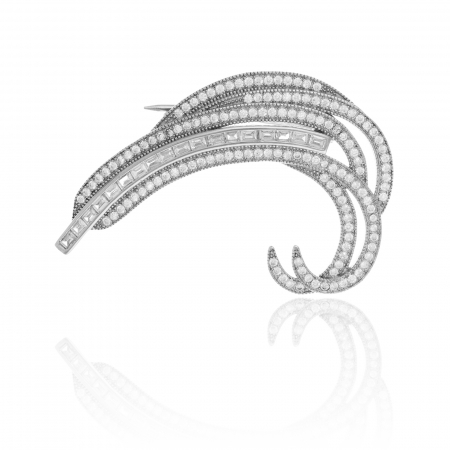 BROSE - Brosa din argint 925  rodiat , Piatra : cubic  zirconia  , Culoare : transparenta ,