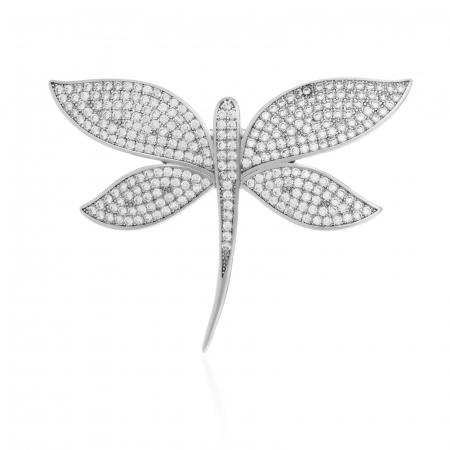 BROSE - Brosa din argint 925 rodiat  , Piatra : cubic zirconia , Culoare : transparent ,