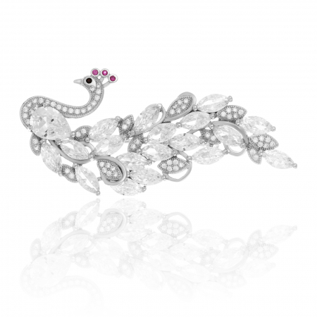 BROSE - Brosa din argint 925 rodiat  , Piatra : zirconia fatetata si cubic zirconia , Culoare : transparent , roz si verde,