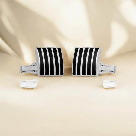 Butoni din argint 925, Piatra: email, Culoare: negru, [1]