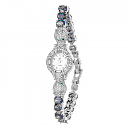 Ceasuri - Ceas din argint 925 rodiat , Piatra : mistic topaz , Culoare : variabila  ,efect irizat de albastru , verde si violet ,