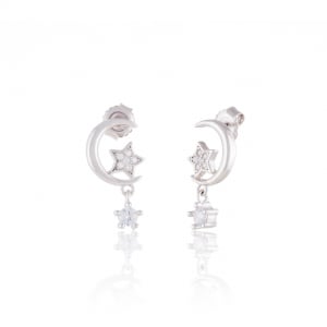 Cercei lungi - Cercei din argint 925 rodiat, Piatra: zirconia fatetata si cubic zirconia,Culoare : transparenta ,  Sonis Silver