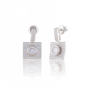 Cercei cu surub - Cercei din argint 925 rodiat , Piatra: zirconia fatetata si cubic zirconia,Culoare: transparenta , Sonis Silver