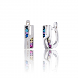 Cercei din argint 925 rodiat , Piatra: cubic zirconia,Culoare : multicolor [0]