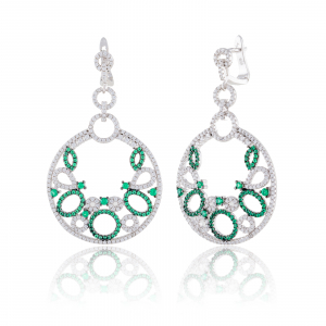 Produse - Cercei din argint 925,  Piatra: zirconia fatetata si cubic zirconia, Culoare: alb si verde, Sonis Silver