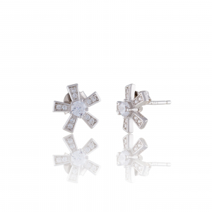 Produse - Cercei din argint 925 rodiat , Piatra: zirconia fatetata si cubic zirconia, Culoare : transparenta , Sonis Silver