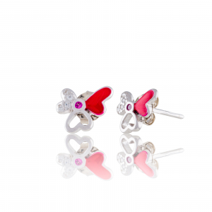 Cercei din argint 925, Piatra: email si cubic zirconia, Culoare : rosu si alb , Sonis Silver [0]