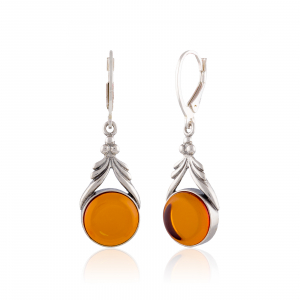 Cercei lungi - Cercei din argint 925,  Piatra: chihlimbar natural, Culoare: maro cognac, Sonis Silver