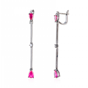 Produse - Cercei din argint 925,  Piatra: zirconia fatetata si cubic zirconia, Culoare: alb si roz, Sonis Silver