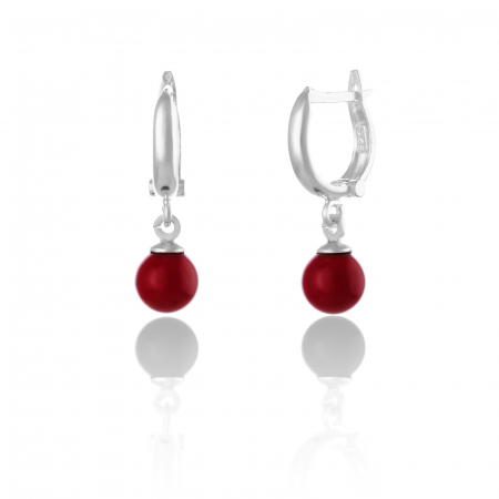 Cercei lungi - Cercei din argint 925 , Piatra : coral , Culoare : rosu, Sonis Silver