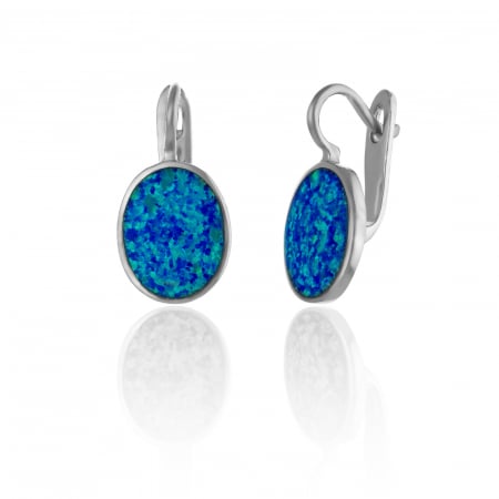 CERCEI - Cercei din argint 925 rodiat ,Piatra : opal de laborator , Culoare : albastru ,  Sonis Silver