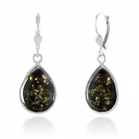 Cercei din argint 925, Piatra: chihlimbar natural, Culoare : verde, Sonis Silver [1]
