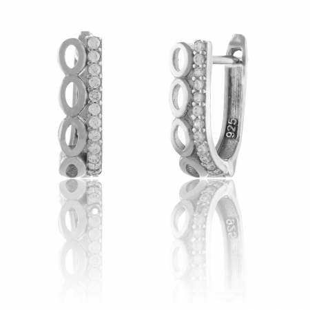 Cercei clasici - Cercei din argint 925 rodiat , Piatra: cubic zirconia ,Culoare : transparenta , Sonis Silver