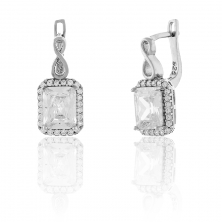 Cercei clasici - cercei din argint 925, Piatra: zirconia fatetata si cubic zirconia,Culoare : transparenta ,  Sonis Silver