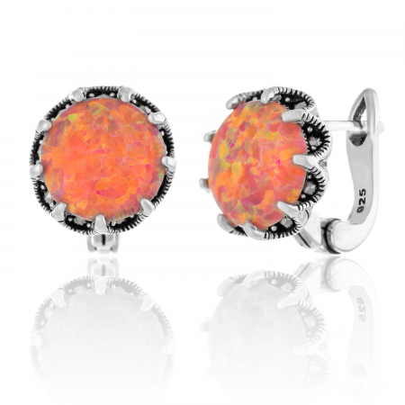 Cercei clasici - Cercei din argint 925 rodiat ,Piatra : opal , Culoare : roz, Sonis Silver