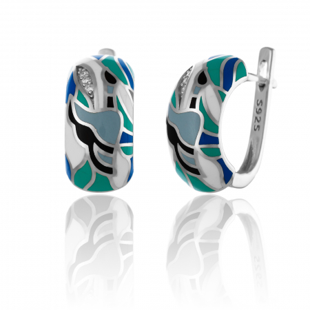 Produse - Cercei din argint 925 rodiat ,Piatra : cubic zirconia si email, Culoare : multicolor , Sonis Silver