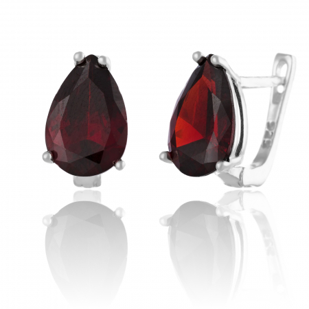 Cercei clasici - Cercei din argint 925 , Piatra : zirconia fatetata , Culoare : rosu , Sonis Silver