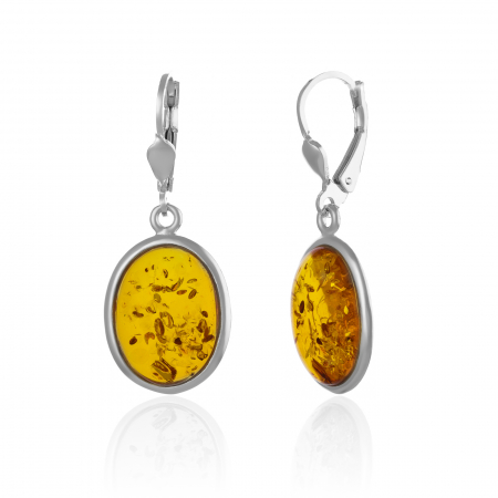 Cercei lungi - Cercei din argint 925, Piatra : chihlimbar natural  , Culoare : galben miere , Sonis Silver