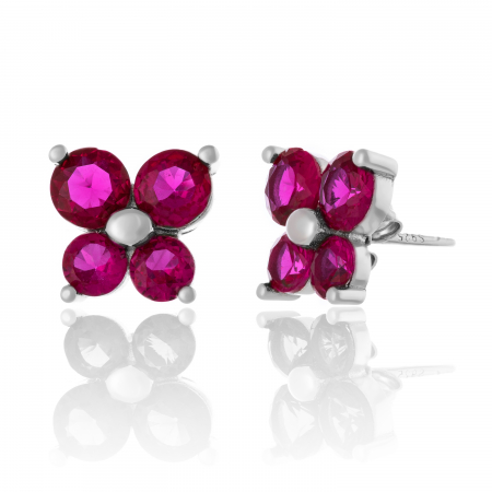 Produse - Cercei din argint 925 rodiat ,Piatra : zirconia fatetata , Culoare  : rosu , Sonis Silver
