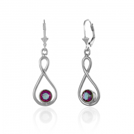 Cercei lungi - Cercei din argint 925, Piatra : mistic topaz , Culoare : variabila ; efect irizat de albastru ,verde si violet , Sonis Silver