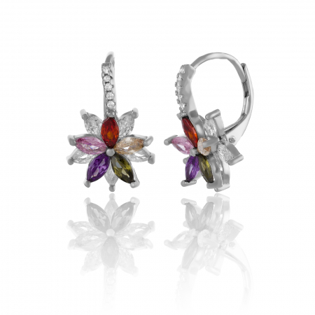 Produse - Cercei din argint 925 rodiat ,Piatra : zirconia fatetata si cubic zirconia , Culoare : multicolor ,Sonis Silver