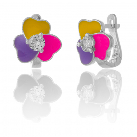 Cercei - COPII - Cercei din argint 925, pentru copii, Piatra: zirconia fatetata si email, Culoare : multicolor, Sonis Silver
