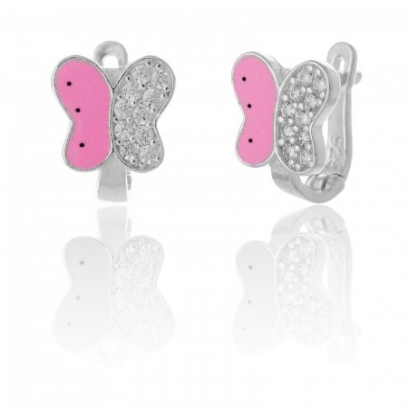 Produse - Cercei din argint 925 rodiat, Piatra: cubic zirconia, Culoare : transparenta, Sonis Silver