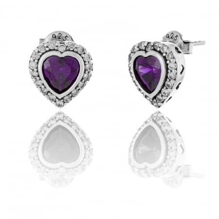 Produse - Cercei din argint 925  rodiat , , Piatra: zirconia fatetata, Culoare : mov ,Sonis Silver