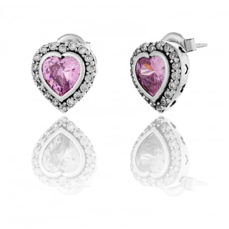 CERCEI - Cercei din argint 925, Piatra: zirconia fatetata, Culoare : roz , Sonis Silver