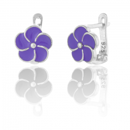 Produse - Cercei din argint 925, pentru copii,  Piatra: email, Culoare: mov, Sonis Silver