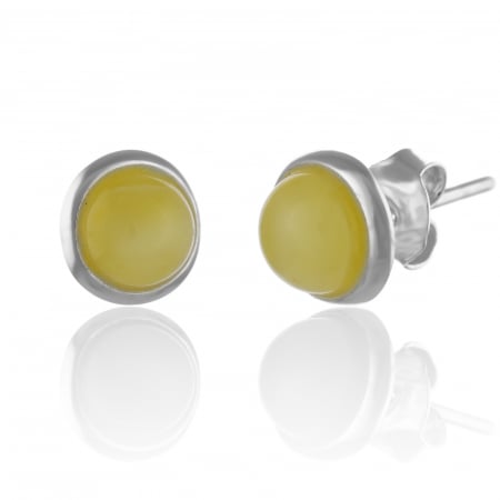 Produse - Cercei din argint 925 , Piatra: chihlimbar natural, Culoare: galben pal, Sonis Silver