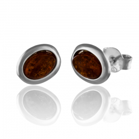 CERCEI - Cercei din argint 925, Piatra: chihlimbar natural, Culoare: maro cognac, Sonis Silver