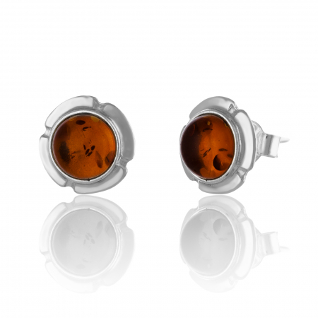CERCEI - Cercei din argint 925, Piatra: chihlimbar natural, Culoare: maro cognac, Sonis Silver