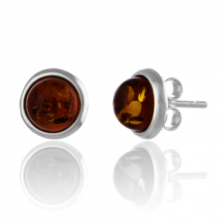 CERCEI - Cercei din argint 925, Piatra: chihlimbar natural, Culoare:  maro cognac, Sonis Silver