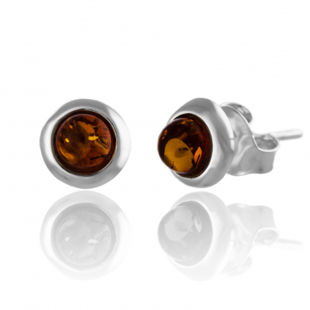 Produse - Cercei din argint 925, Piatra: chihlimbar natural, Culoare: maro cognac, Sonis Silver
