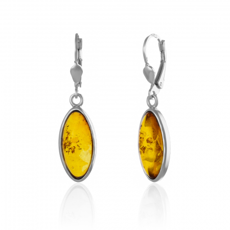 Produse - Cercei din argint 925, Piatra: chihlimbar natural, Culoare: maro cogneac, Sonis Silver