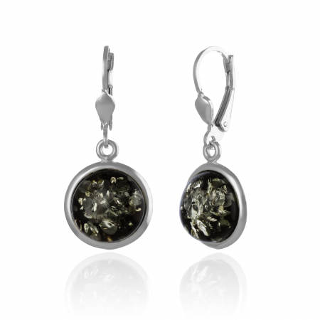 Cercei lungi - Cercei din argint 925, Piatra: chihlimbar natural, Culoare: verde, Sonis Silver