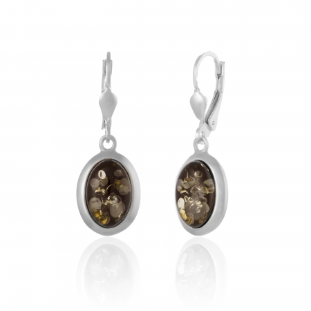 Cercei lungi - Cercei din argint 925, Piatra: chihlimbar natural, Culoare: verde, Sonis Silver